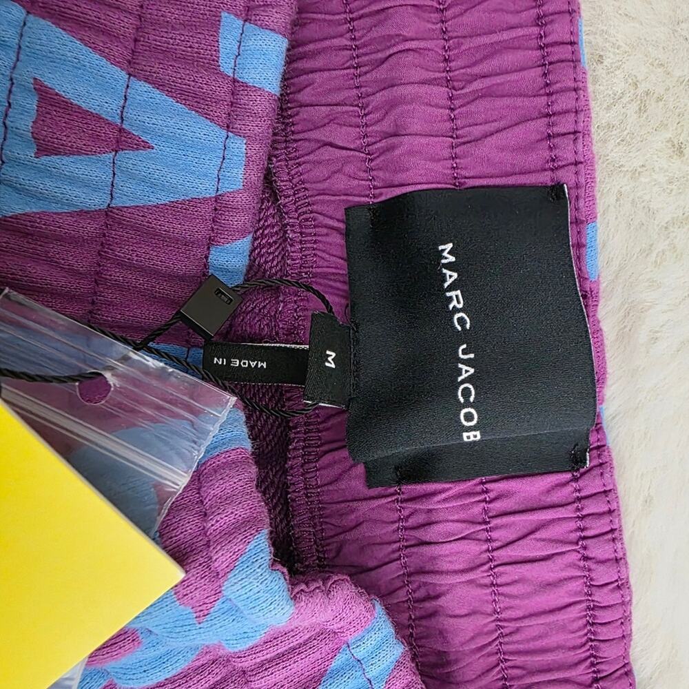 Marc Jacobs Monogram Logo Wide Leg Sweatpant Purple Blue High Waisted Medium NWT - Picture 3 of 11